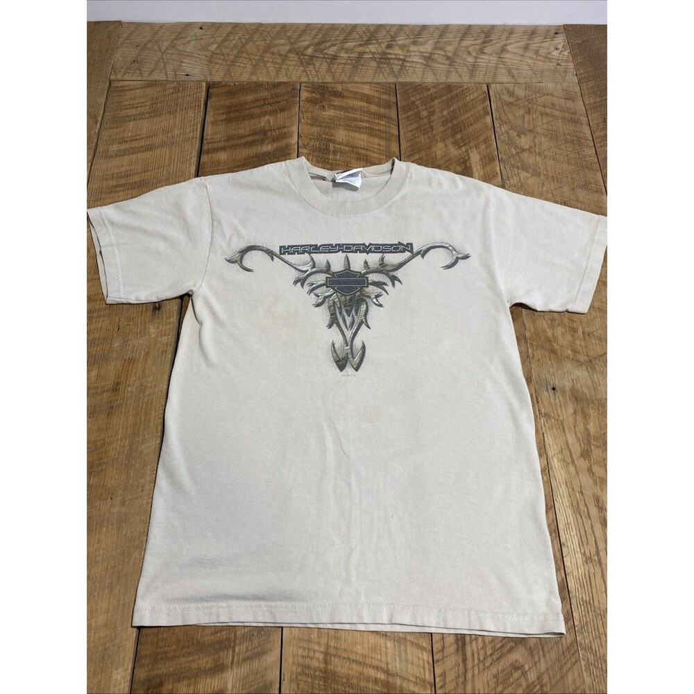 Harley Davidson Chattanooga Tennessee Graphic T-shirt Men S Beige Short Sleeve